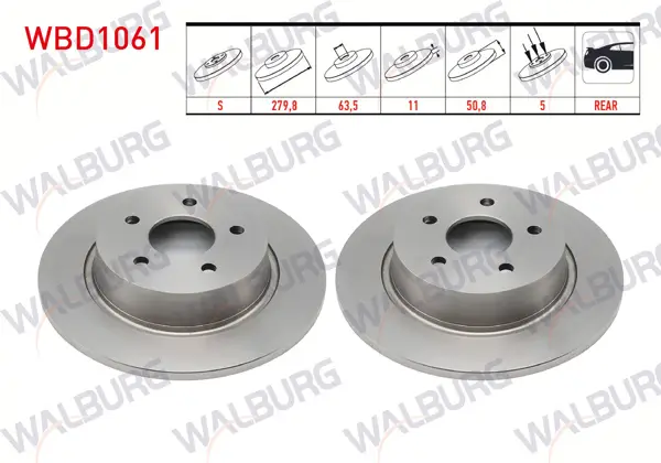 Fren Diski Arka Düz 5 Bjn 280X11x63,5X50.8 Ford Kuga II 1.6 16V-2.0 TDCI 2013-/ C-Max II 1.6İ-1.6 TDCI 2010-