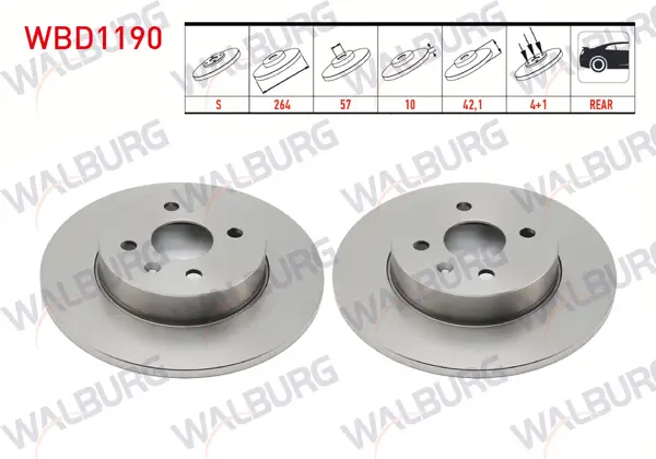Fren Diski Arka Düz 4 Bjn 264X10x57x42,1 Opel Combo C 1.3 CDTI-1.7 CDTI-2001-2006 / Meriva A 1.6-1.3 CDTI 2003-2010 / Astra H 1.4İ-1.6İ-1.3 CDTI 2004-2010