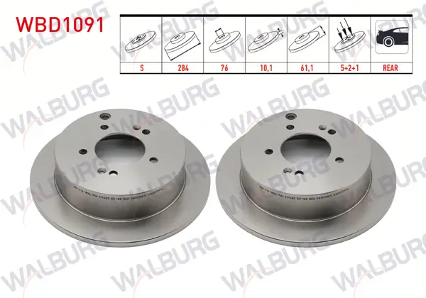 Fren Diski Arka Düz 5 Bjn 284X10,1X76x61,1 Hyundai Tucson 2.0 CRDI 2004-2010 / Ix35 (Lm) 2.0 CRDI 4X4 18 Jant 2010-/ Kia Sportage 2.0 CRDI 2004-2010 / Sportage (Sl) 2.0-1.6 GDI 2010-