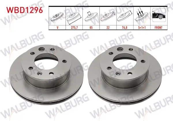 Fren Diski Ön Havalı 5 Bjn 275,7X22x85x76,8 Volkswagen Lt 28-35 II 2.5 TDI-2.8 TDI 1996-2006 / Lt 28-46 II 2.5 TDI 1996-2006 / Sprinter 2T 208D-210D 1995-2006 / Sprinter 3,5T 313-315-316 CDI 2006-2009
