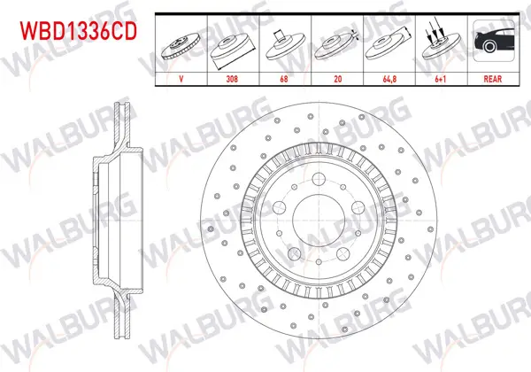 Fren Diski Arka Havalı Kaplamalı Performans Delikli 5 Bjn 308X20x68x64,8 Volvo Xc90 I 3.2İ 2002-2014 / Xc90 I 2.5 T 2002-2014 / Xc90 I D3 2002-2014 / Xc90 I D5 2002-2014 / Xc90 I T6 2002-2014