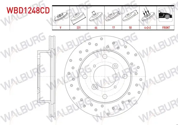 Fren Diski Ön Havalı Kaplamalı Performans Delikli 4 Bjn 231,3X17x64x50 Suzuki Swift II (Ea,Ma) 1.3İ 1989-2004 / Alto III (Ef) 1.0 1994-2002