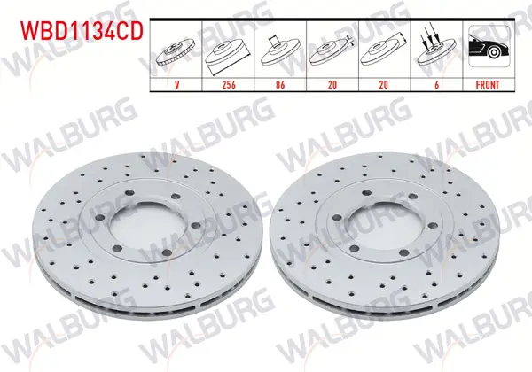 Fren Diski Ön Havalı Kaplamalı Performans Delikli 6 Bjn 256X20x86x20 Mazda E 2200 (Sr2) 2.2 D 1984-2004 / Besta 2.2 D 1993-2003