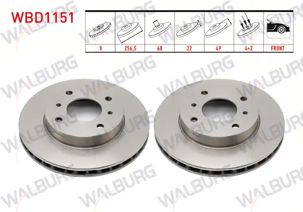 Fren Diski Ön Havalı 4 Bjn 256,5X22x68x49 Nissan Primera 1.6İ 16V-2.0İ 16V-2.0 TD 1996-2001 / Primera 1.6İ 16V-2.0İ 1990-1998 / 200 Sx 1.8 1988-1994