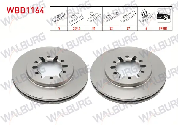 Fren Diski Ön Havalı 6 Bjn 249,4X22x81x37 Nissan Pick Up (D21) 2.5 D 1985-1998 / Pick Up (D22) 2.5 D 1998-
