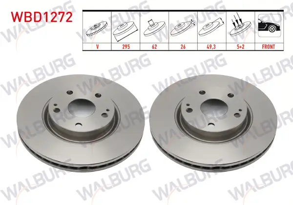 Fren Diski Ön Havalı 5 Bjn 295X26x62x49,3 Toyota Corolla Verso 1.6 2004-2009 / Corolla Verso 1.8 2004-2009 / Corolla Verso 2.0 D-4D 2004-2009