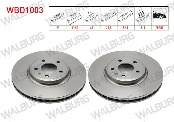 Fren Diski Ön Havalı 5 Bjn 319,8X29,8X68x52,1 Audi A4 (8K2,B8) 1.8 TFSI-2.0 TFSI-2.0 TDI 2007-2015 / A5 (8T3) 1.8 TFSI-2.0 TDI 2007-/ Q5 (8R) 2.0 TDI-3.0 TDI-2.0 TFSI 2008-