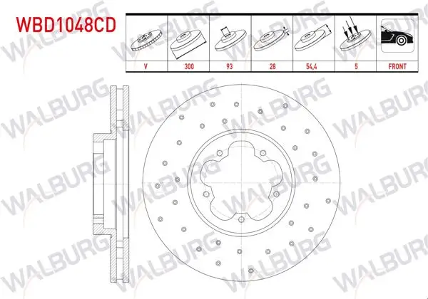 Fren Diski Ön Havalı Kaplamalı Performans Delikli 5 Bjn 300X28x93x54,4 Ford Transit 2.2 TDCI Arkadan Itıs 2006-2014 / Transit 2.4 TDCI 2006-2014 / Transit 2.2 TDCI 2006-2014 / Transit 3.2 TDCI 2006-2014