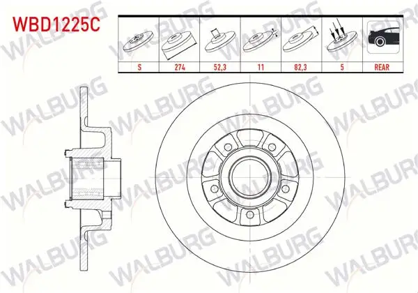 Fren Diski Arka Düz Kaplamalı 5 Bjn 274X11x61,92X82 Renault Laguna II 1.6İ 16V-1.9 DCI-2.0İ 16V Porya Rulmanlı Manyetık ABS Okuyuculu 2001-2007