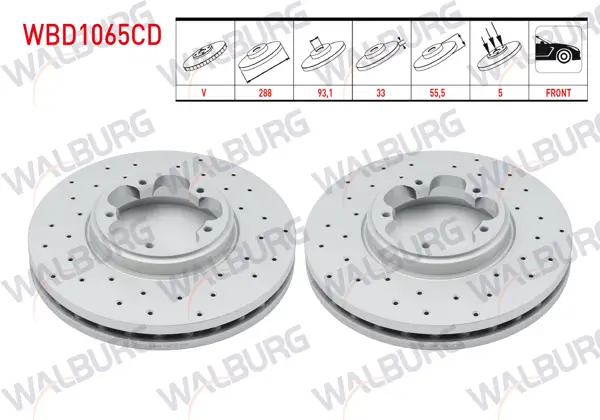 Fren Diski Ön Havalı Kaplamalı Performans Delikli 5 Bjn 288X33x93,1X55,5 Ford Transit Custom (V362) 2.2 TDCI 2012-