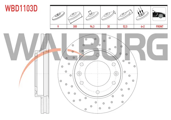 Fren Diski Ön Havalı Performans Delikli 6 Bjn 300X30x96,3X52,5 Hyundai H1 2.5 CRDI 2008-