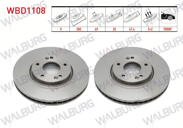Fren Diski Ön Havalı 5 Bjn 300X28x69x47,2 Hyundai i30 1.6 GDI-1.6 CRDI 6 Vites A-T 18 Jant 2011-2017 / Kia Ceed 1.6 CRDI 2006-2012 / Sportage 2.0 CRDI 2010-/ Sportage 1.6 GDI 2010-
