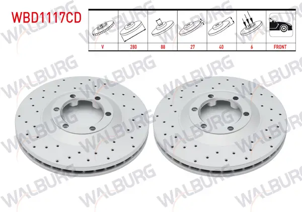 Fren Diski Ön Havalı Kaplamalı Performans Delikli 6 Bjn 280X27x88x40 Isuzu D-Max (8Dh) 2.5 D 4X4 2002-2012 / D-Max (8Dh) 3.0 D A-T 4X4 2002-2012 / D-Max (8Dh) 2.5 Dıtd 4X4 2002-2012