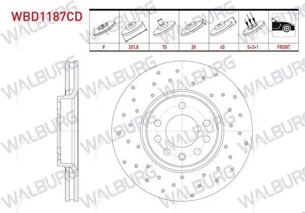 Fren Diski Ön Havalı Kaplamalı Performans Delikli 5 Bjn 301,8X28x70x45 Opel Vectra C 1.8 16V 2002-2008 / Vectra C 1.9 CDTI 2002-2002 / Vectra C 1.6 16V 2002-2002 / Sıgnum 1.8İ 2003-