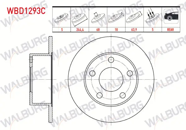 Fren Diski Arka Düz Kaplamalı 5 Bjn 244,4X10x68x63,9 Volkswagen Passat 1.6-1.8-1.9 TDI 1996-2005 / Skoda Superb 1.8 T-1.9 TDI-2.0 TDI 2010-2015 / Audi A6 2.0-2.5 TDI 1994-1997 / Audi 100 2.0 1982-1990