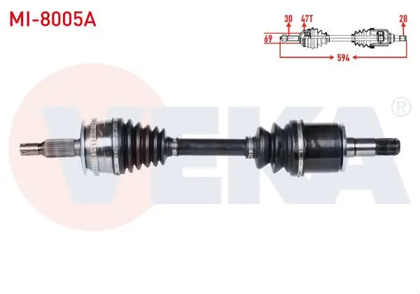 Komple Aks Sol Ön ABS li 47 Dıs Uzunluk 594mm Mitsubishi L200 (Ka_T, Kb_T) 2.5 Dı-D 4X4 07-15 / L200 (Kj_,Kk_,Kl_) 2.4 Dı-D 4X4 15-/ L200 (Kj_, Kk_, Kl_) 2.2 Dı-D 4X4 19-/ Fiat Fullback (502_, 503_) 2.4 D 4X4 16 -