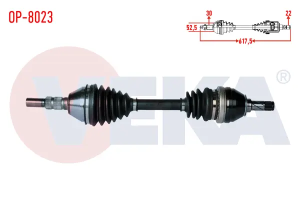 Komple Aks Sol Ön Opel Vectra C 1.6 16V Uzunluk 617,5mm 2002-2008
