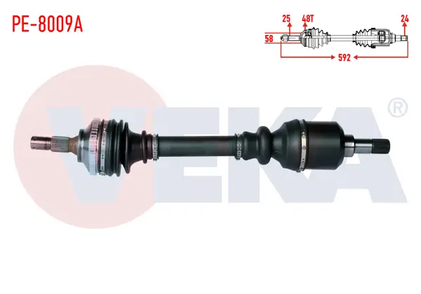 Komple Aks Sol Ön Peugeot 206 (2A / C) 2.0İ Gtı ABS li 48 Dıs Uzunluk 592mm 1998-2006