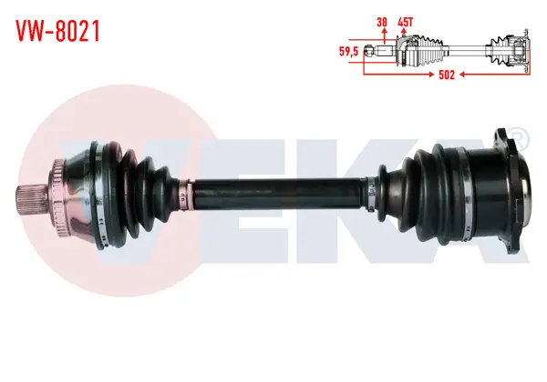 Komple Aks Sağ On Volkswagen Passat (3B2) 1.9 TDI ABS li 45 Dıs Uzunluk 502mm 1996-2000