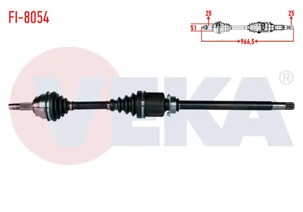 Komple Aks Sağ On Uzunluk 966,5mm Fiat Doblo 1.6 Mjt M-T 2010 -