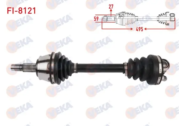Komple Aks (Yarım) Sol Ön Uzunluk 495mm Fiat Doblo 1.6 Mjt M-T 2010 -