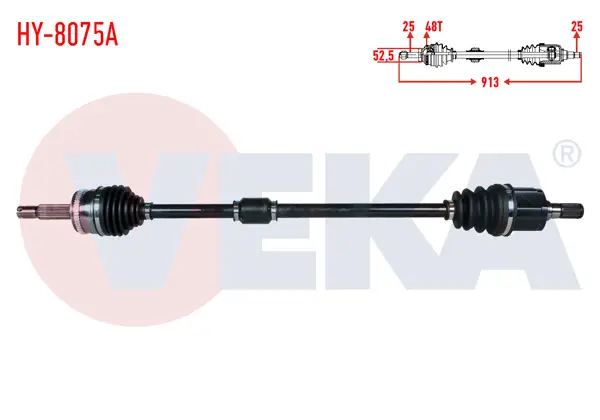 Komple Aks Sağ On ABS li 48 Dıs Uzunluk 913mm Hyundai Getz (Tb) 1.3İ-1.4İ-1.6İ 2002-2008
