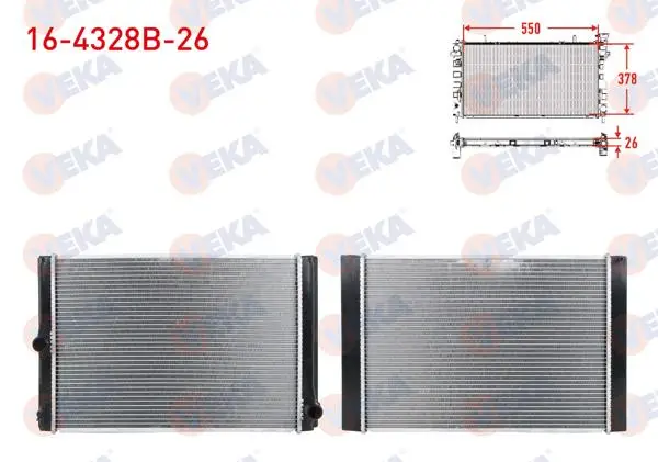 Su Radyatörü Brazing Kalınlık 26mm Totoya Corolla (E15_) 2007-2012 / Corolla (E18_) 2012-2018 / Auris (E15_) 2007-2012 / Auris (E18_) 2012-2018 1.4 D-4D M-T Ac + / -