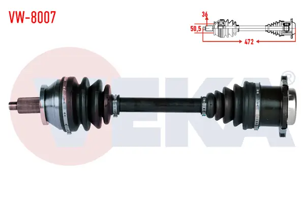 Komple Aks Sol Ön Volkswagen Polo (9N_) 1.4 TDI M-T Uzunluk 472mm 2001-2012