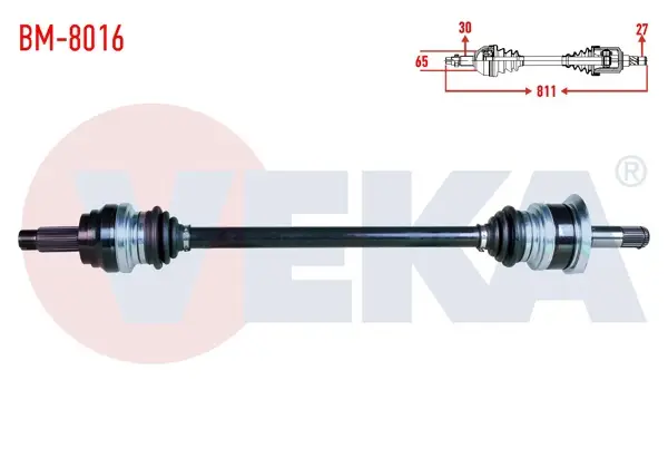 Komple Aks Sağ Arka BMW 5 Serisi (F10) 520 İ A-T Uzunluk 811mm 2010 -