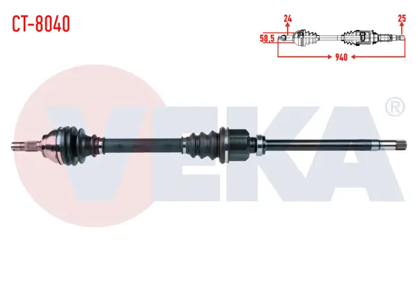 Komple Aks Sağ On Uzunluk 940mm Citroen Berlingo 1.6 HDI M-T 2008-/ C4 I, II 1.4 16V 1.6 HDI A-T / M-T 2009-/ Peugeot Partner Tepee 1.6 HDI 2008 -