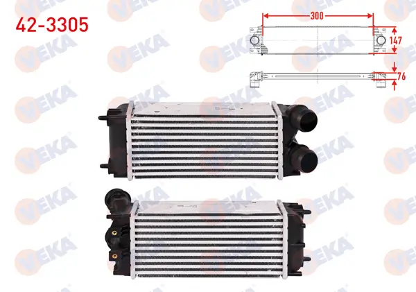Turbo Radyatörü (Intercooler) Kısa Borulu Peugeot Partner Tepee 1.6 HDI 2008 -