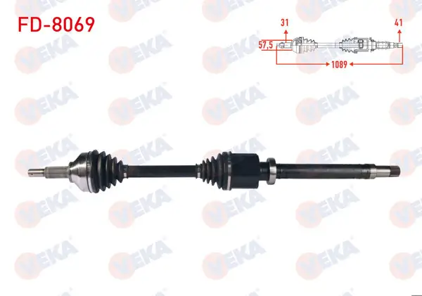 Komple Aks Sağ On Uzunluk 1089mm Ford Transit Custom (V362) Uzun Sase 2.2 TDCI-2.0 TDCI 2012 -