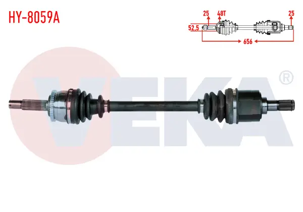 Komple Aks Sol Ön ABS li 48 Dıs Uzunluk 656mm Hyundai i20 (Pb, Pbt) 1.4 Cvvt A-T 2008-2015 / Hyundai Accent Blue 1.4 Cvvt M-T 2012 -