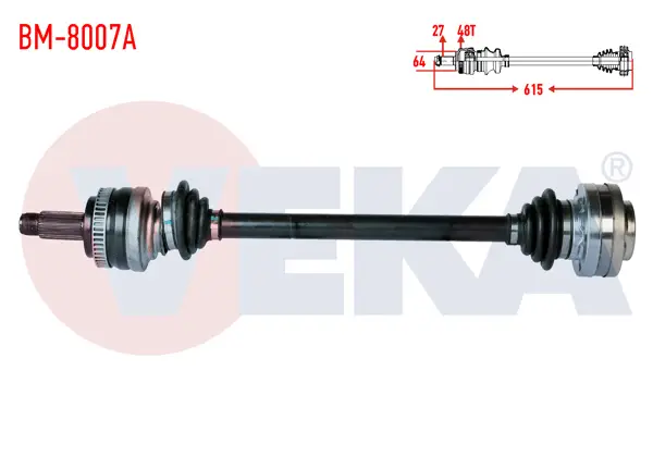 Komple Aks Sol-Sağ Arka BMW 3 Serisi (E36) 3.16 İ ABS li 48 Dıs Uzunluk 615mm 1991-1998