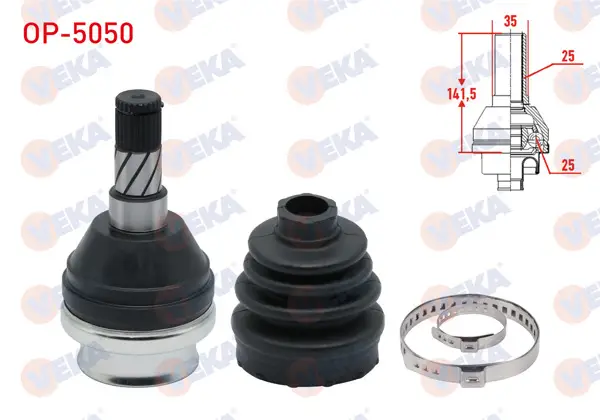Aks Kafası Sol Ön Ic Opel Astra H 1.3 CDTI 25X25x35 Uzunluk 141,5 mm 2004-2010