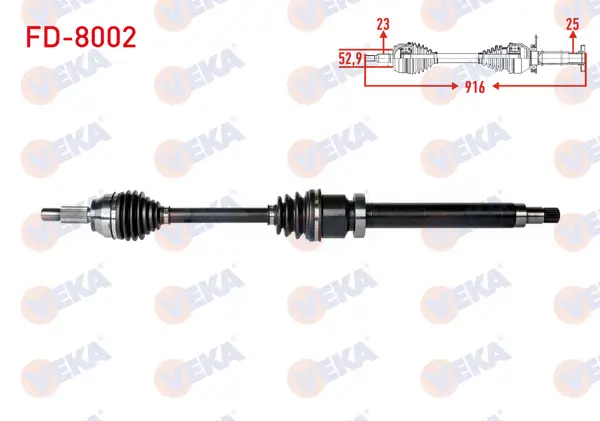 Komple Aks Sağ On Uzunluk 916mm Ford Fiesta V 1.4 TDCI M-T 01-08 / Fiesta VI 1.5 TDCI M-T 08-12 / Fiesta VII 1.5 TDCI M-T 12-/ B-Max 1.0İ-1.4İ M-T 12-/ Fusion 1.4 TDCI M-T 02-10