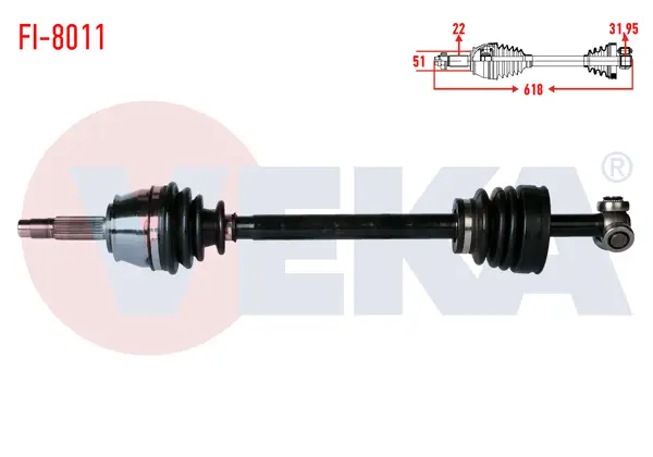 Komple Aks Sol Ön Fiat Doblo (119,223) 1.9 D Uzunluk 618 mm 2001-2010
