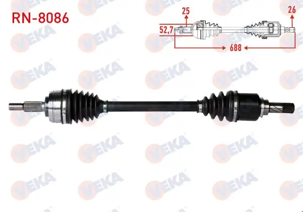 Komple Aks Sol Ön Renault Fluence (L30) 1.5 DCI 5 Vites Uzunluk 688mm 2009 -