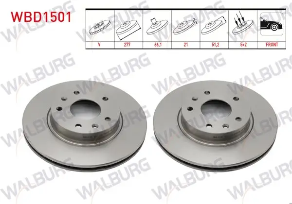 Fren Diski Ön Havalı Land Rover Freelander (Ln) 2.0 Td4 5 Bjn 277X21x66,1X51,2 1998-2007