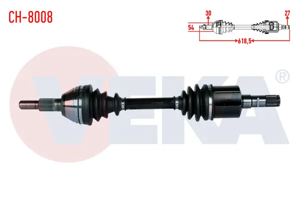 Komple Aks Sol Ön Uzunluk 618,5mm Chevrolet Captiva (C100, C140) 2.0 D A-T 4X4 2006-2012 / Opel Antara 2.0 CDTI A-T 4X4 2007 -