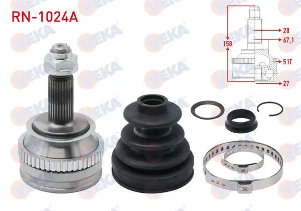 Aks Kafası Sol-Sağ On Dıs Renault Master II (Fd) 2.5 D S8u ABS li 51 Dıs 28X27x67,1 Uzunluk 158 mm 1998-2010
