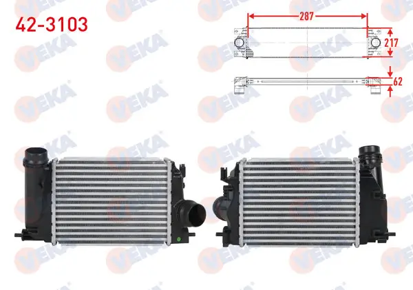 Turbo Radyatörü (Intercooler) Renault Megane IV 1.5 DCI, Bluedci-2015-/ Talisman 1.5 DCI 2015-/ Kadjar 1.2 TCE, 1.5 Bluedci 2015-/ Nissan Qashqai II (J11) 1.5 DCI 2013 -