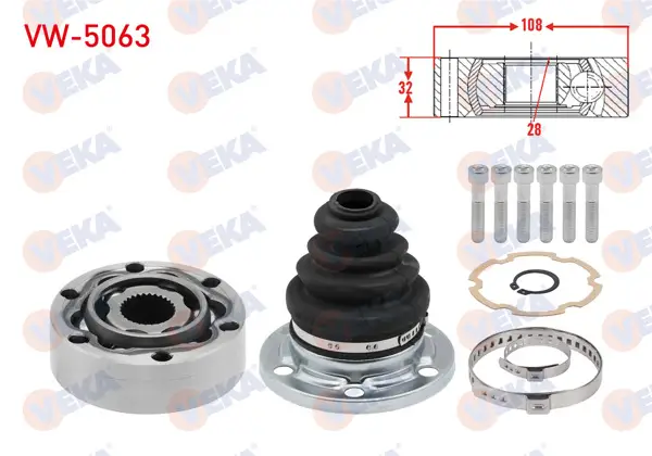 Aks Kafası Sol-Sağ On Ic 28X32x108 Volkswagen Passat (3B2) 1.8 T 1996-2000