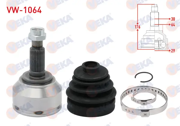 Aks Kafası Sol-Sağ On Dıs Volkswagen Touareg (7La,7L6,7L7) 5.0 V10 TDI 30X29x64 Uzunluk 176 mm 2002-2010