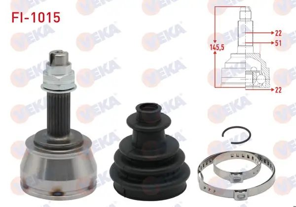 Aks Kafası Sol-Sağ On Dıs Fiat Doblo (119,223) 1.2İ 22X22x51 Uzunluk 146,7 mm 2001-2010
