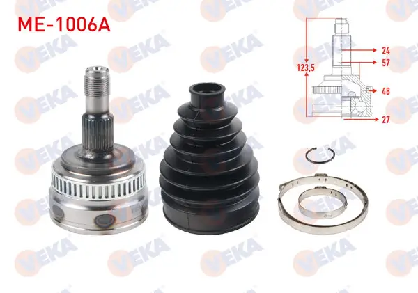 Aks Kafası Sol-Sağ On Dıs Mercedes Vaneo (414) 1.6 ABS li 48 Dıs 24X27x57 Uzunluk 118 mm 2002-2005