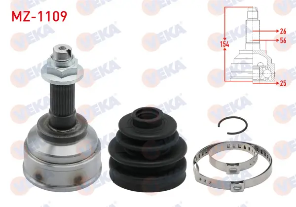 Aks Kafası Sol-Sağ On Dıs 26X25x56 Uzunluk 154mm Mazda 626 1.6İ 1987-1992
