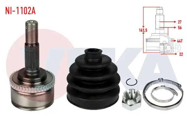 Aks Kafası Sol-Sağ On Dıs Nissan Primera (P11) 1.6İ 16V ABS li 44 Dıs 27X22x56 Uzunluk 165,4 mm 1996-2001