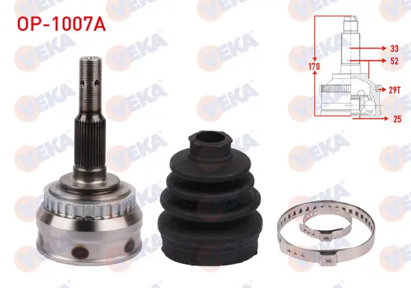 Aks Kafası Sol-Sağ On Dıs Opel Vectra B 2.0İ ABS li 29 Dıs 33X25x52 Uzunluk 170,8 mm 1995-2003