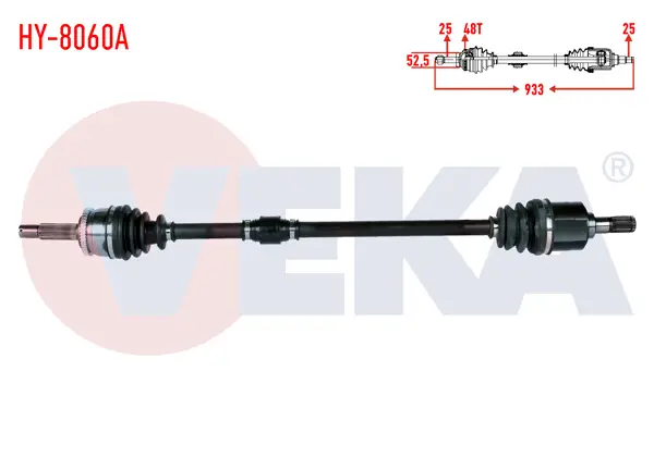 Komple Aks Sağ On Hyundai i20 (Pb, Pbt) 1.4 Cvvt A-T ABS li 48 Dıs Uzunluk 933mm 2008-2015